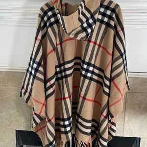 Burberry fringe hooded cape